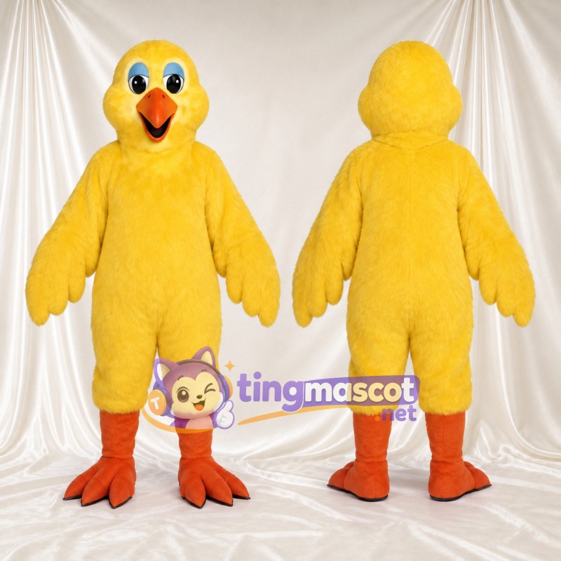 Costume de mascotte Poussin – jaune – Bec (orange); Jambes (orange)