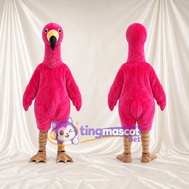 Hot Pink Flamingo Mascot Costume - Tan Legs and Yellow Beak