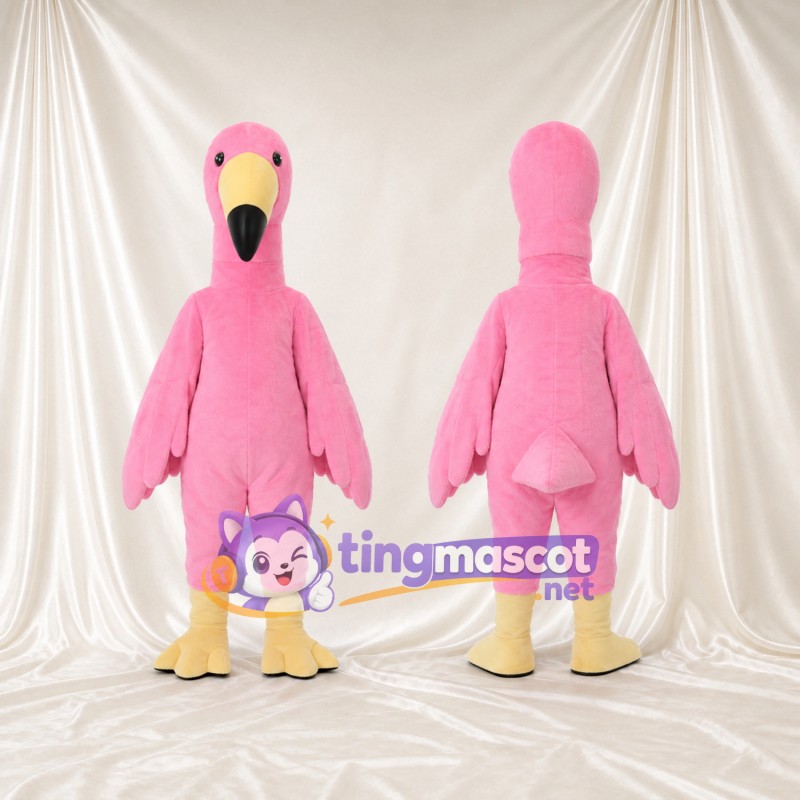 Maskottchenkostüm Flamingo – hellrosa – Schnabel (creme); Stiefel (creme)