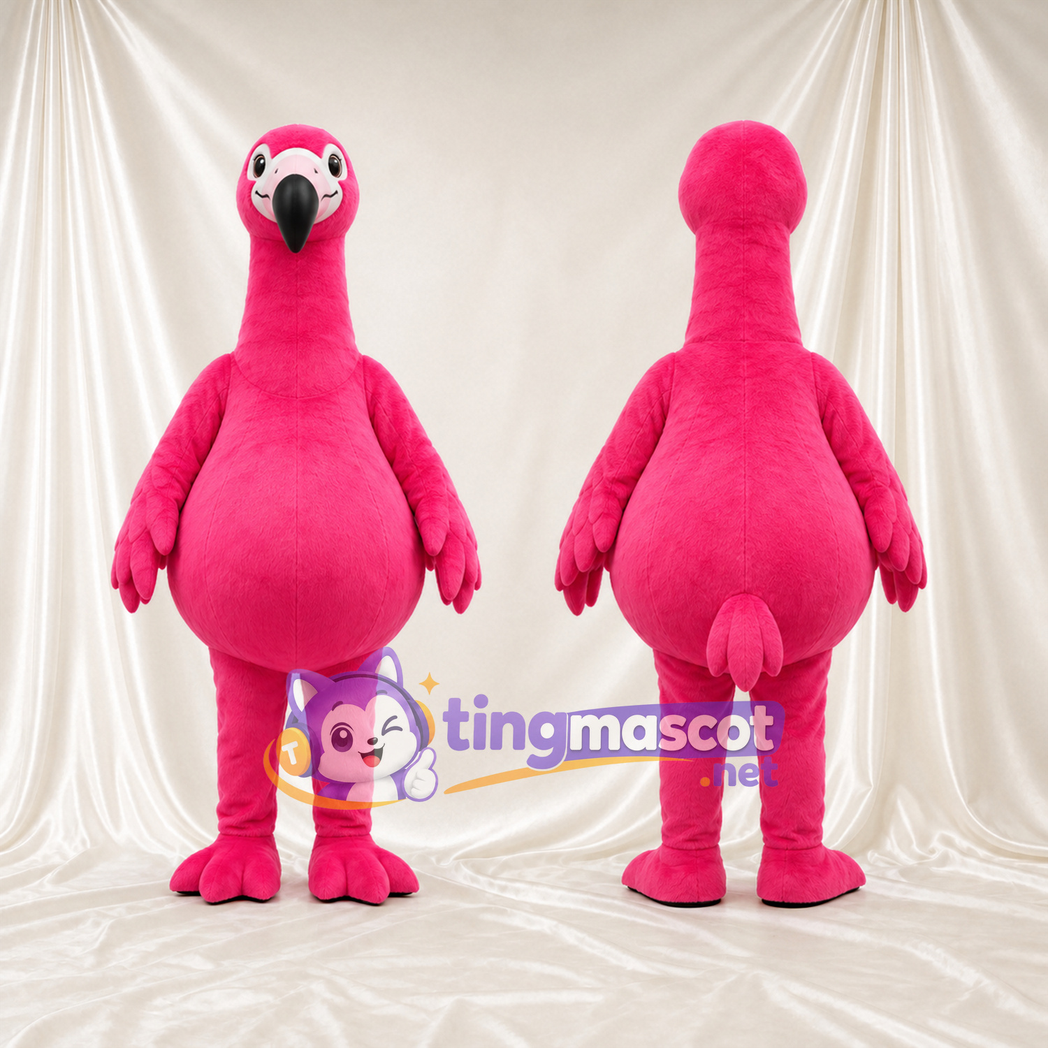 Maskottchenkostüm Flamingo – kräftiges Pink – Bauch (groß); Füße (rosa) Maskottchenkostüm Flamingo – kräftiges Pink – Bauch (groß); Füße (rosa)
