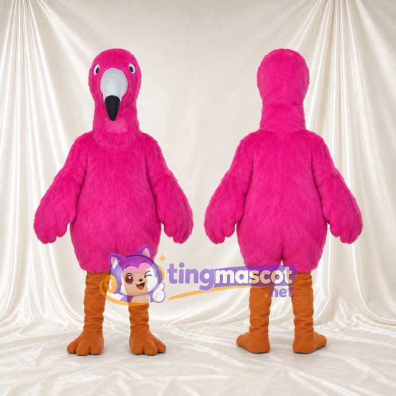 Hot Pink Flamingo Mascot Costume - White Beak and Brown Legs