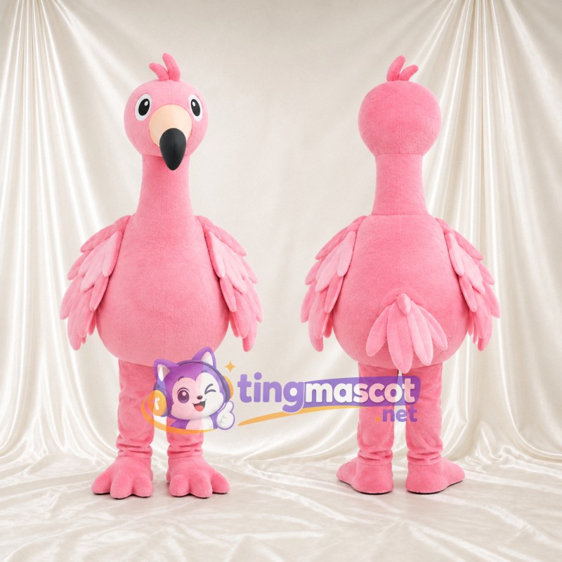 Maskottchenkostüm Flamingo – hellrosa – Federhaube; Flügel (mehrlagig)