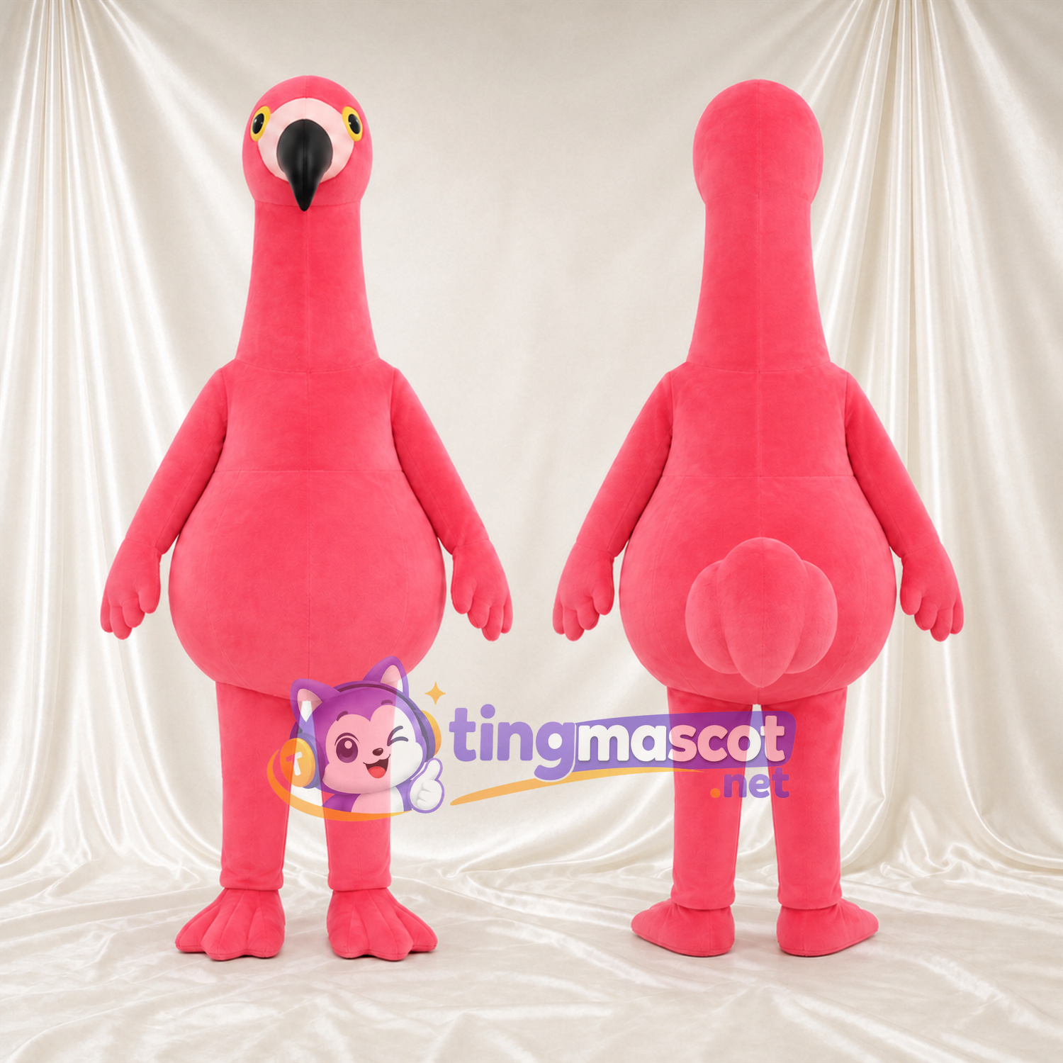 Maskottchenkostüm Flamingo – korallrosa – Langer Hals; Rundlicher Körper Maskottchenkostüm Flamingo – korallrosa – Langer Hals; Rundlicher Körper