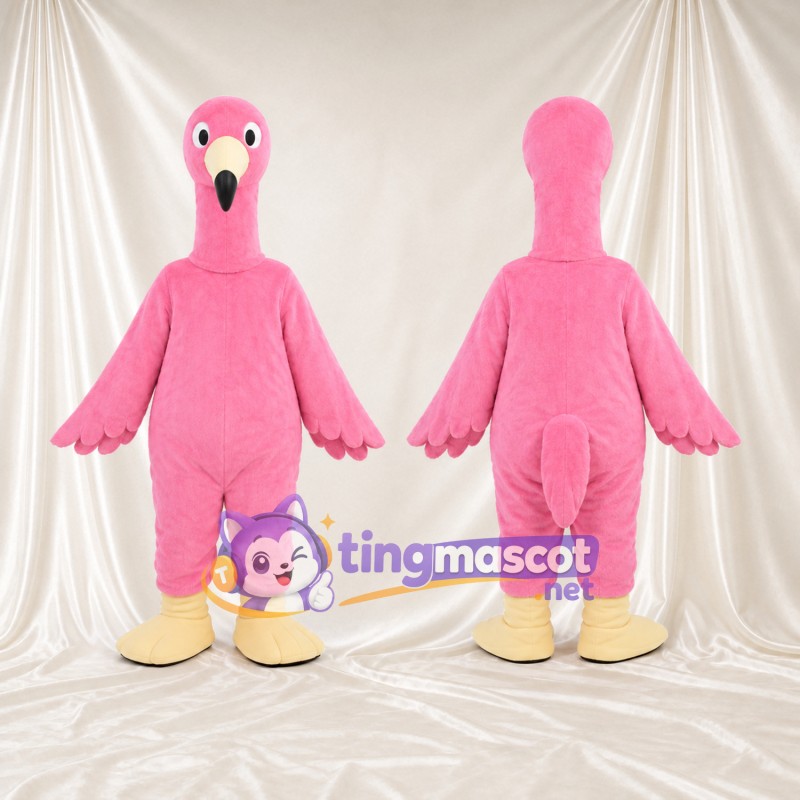 Costume de mascotte Flamant rose – rose – Bottes (crème); Long cou