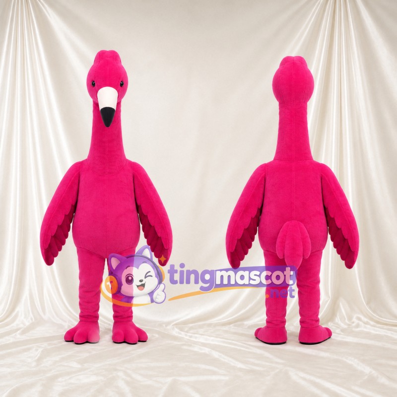 Hot Pink Flamingo Mascot Costume - Pointed Crown and Dark Pink Wings