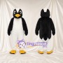 Black and White Penguin Mascot Costume - Angled White Brows and Yellow Feet