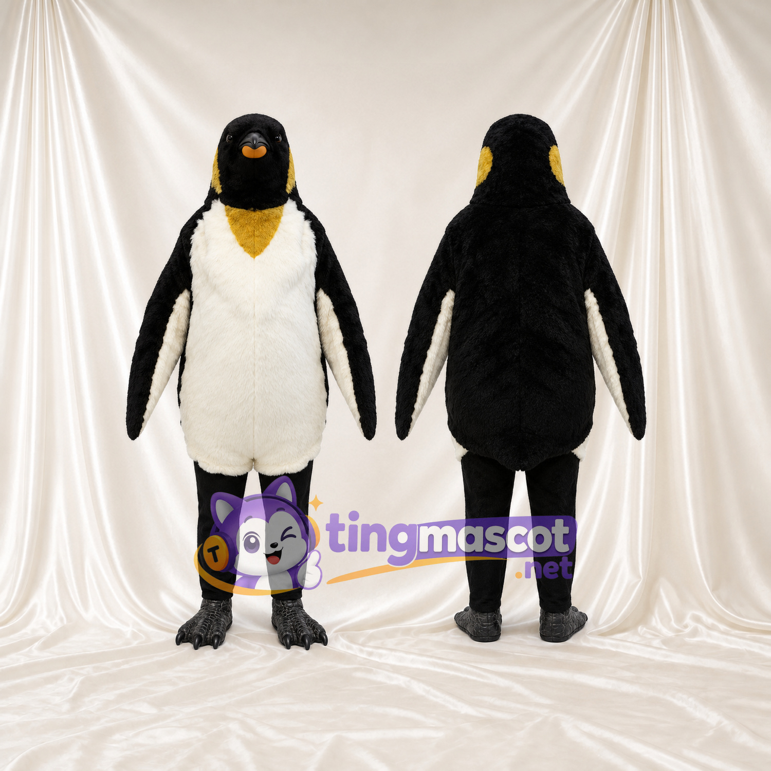 Maskottchenkostüm Kaiserpinguin – wie abgebildet – Bauch (creme); Beine (schwarz) Maskottchenkostüm Kaiserpinguin – wie abgebildet – Bauch (creme); Beine (schwarz)