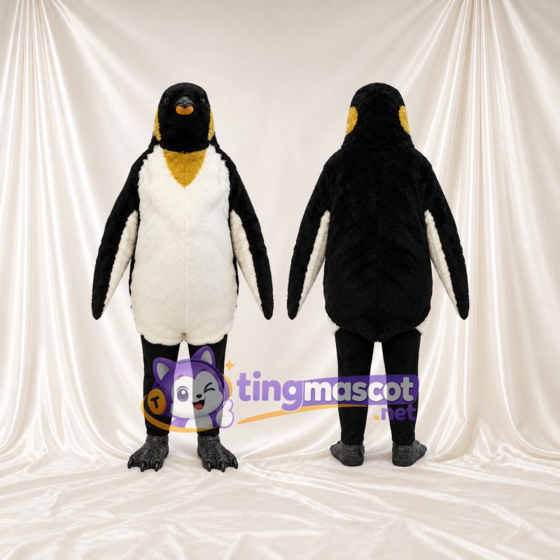 Maskottchenkostüm Kaiserpinguin – wie abgebildet – Bauch (creme); Beine (schwarz)