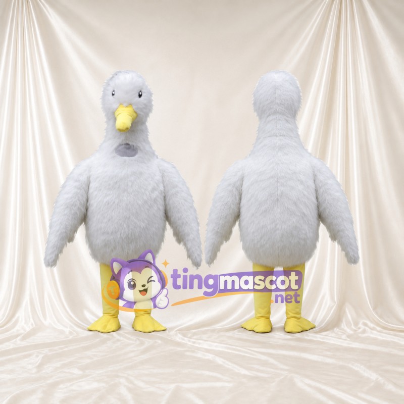 Costume de mascotte Canard – gris – Bec (jaune); Jambes (jaune)