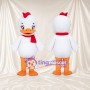 Costume de mascotte Caneton – blanc – Nœud dans les cheveux (rouge); Écharpe (rouge)