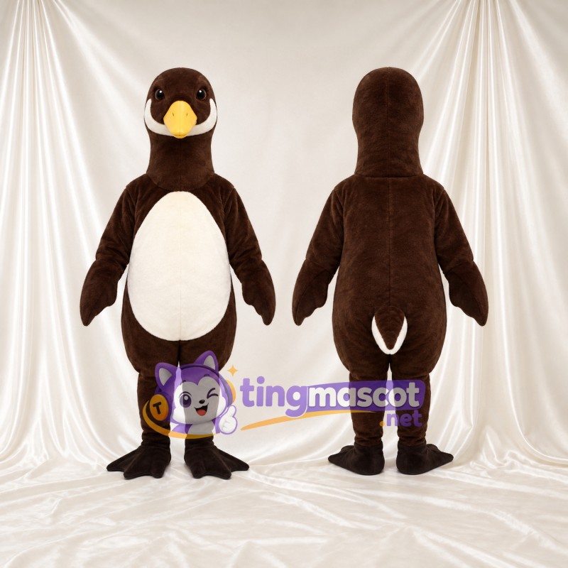 Brown Duck Mascot Costume - Cream Belly and Black Feet