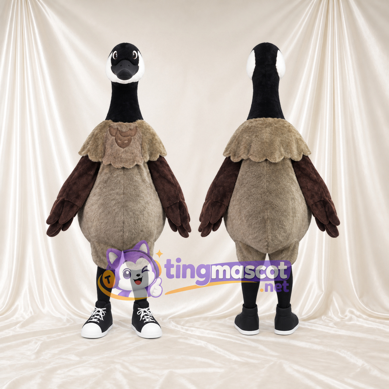 Canada Goose Mascot Costume - Beige Neck Ruff and Black Sneakers Canada Goose Mascot Costume - Beige Neck Ruff and Black Sneakers