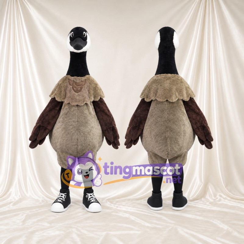 Canada Goose Mascot Costume - Beige Neck Ruff and Black Sneakers