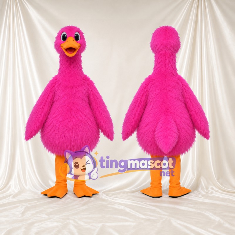 Hot Pink Goose Mascot Costume - Long Neck and Orange Legs