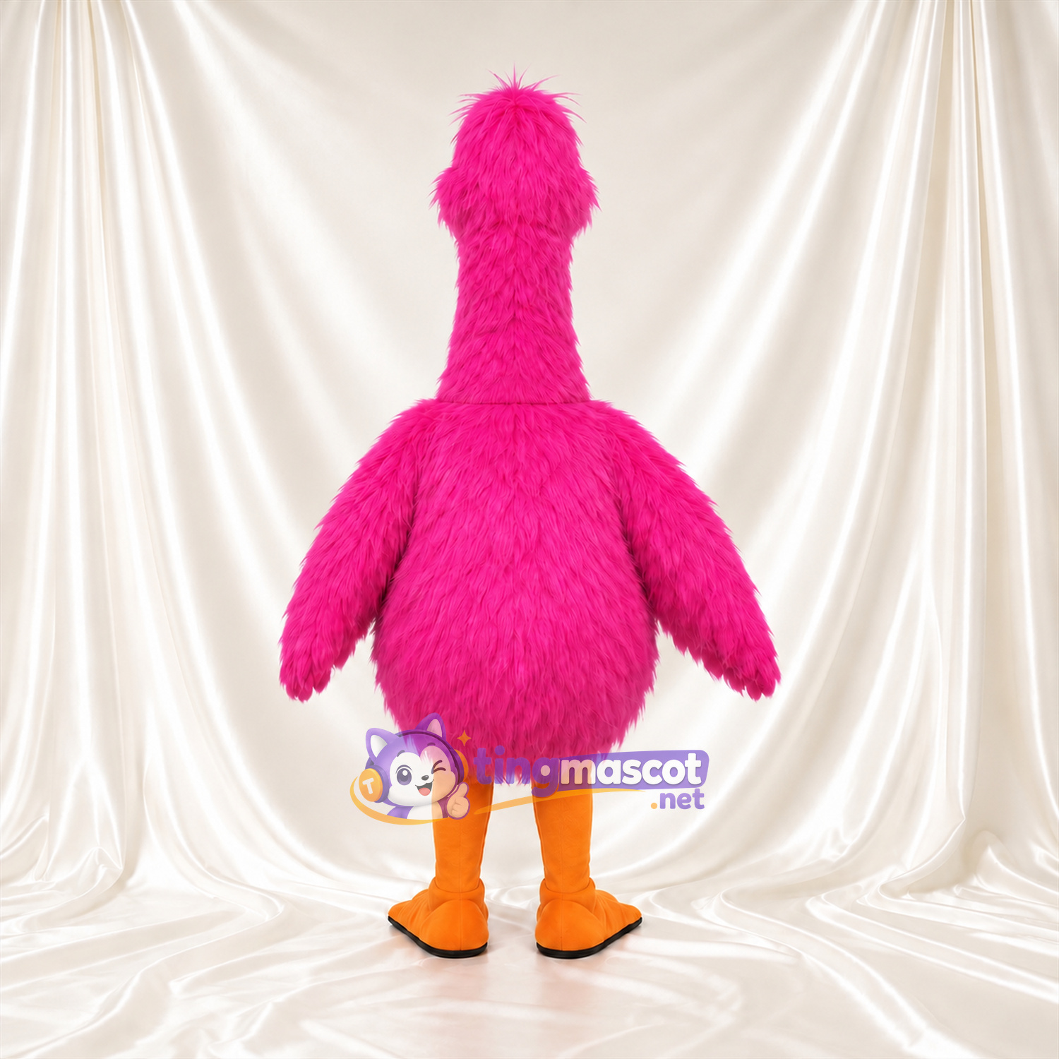 Hot Pink Goose Mascot Costume - Shaggy Belly and Orange Bill Hot Pink Goose Mascot Costume - Shaggy Belly and Orange Bill