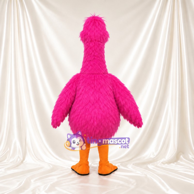 Hot Pink Goose Mascot Costume - Shaggy Belly and Orange Bill Hot Pink Goose Mascot Costume - Shaggy Belly and Orange Bill