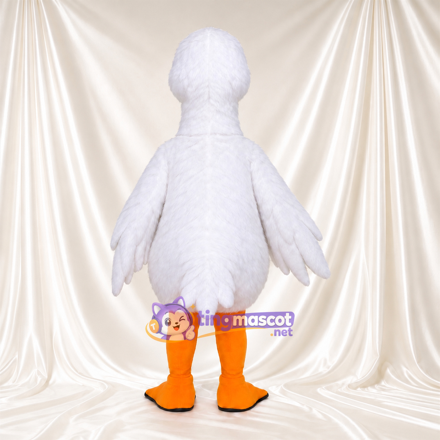Costume de mascotte Oie – blanc – Bec (jaune, orange); Jambes (orange) Costume de mascotte Oie – blanc – Bec (jaune, orange); Jambes (orange)