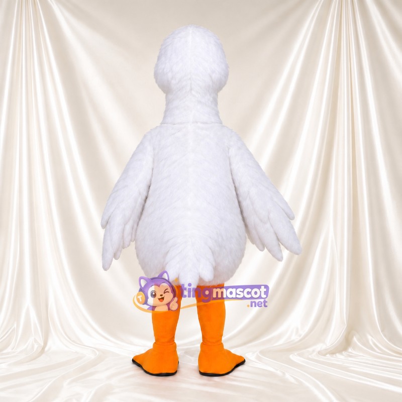 Costume de mascotte Oie – blanc – Bec (jaune, orange); Jambes (orange) Costume de mascotte Oie – blanc – Bec (jaune, orange); Jambes (orange)