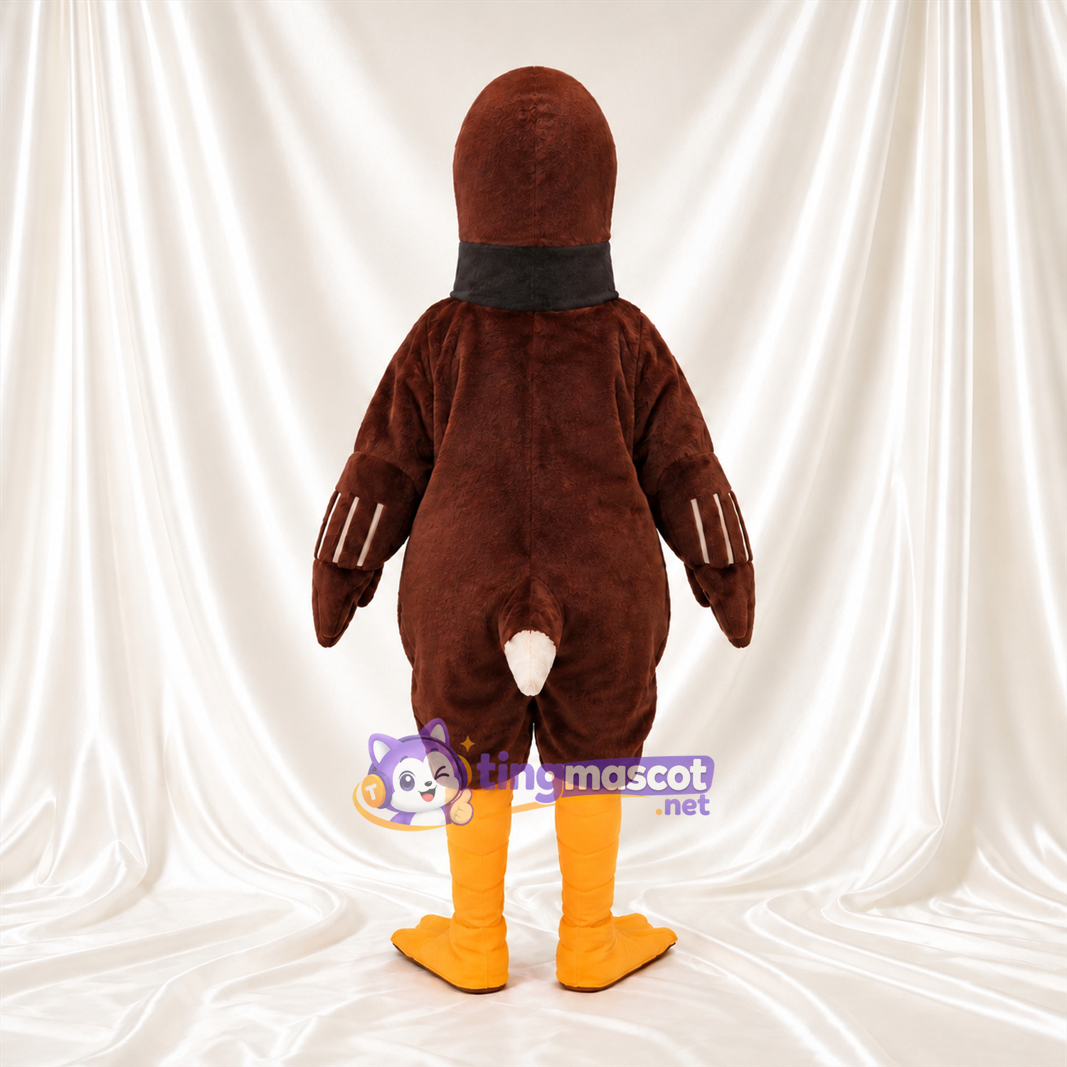 Brown Duck Mascot Costume - Black Neck Scarf and Yellow Legs Brown Duck Mascot Costume - Black Neck Scarf and Yellow Legs