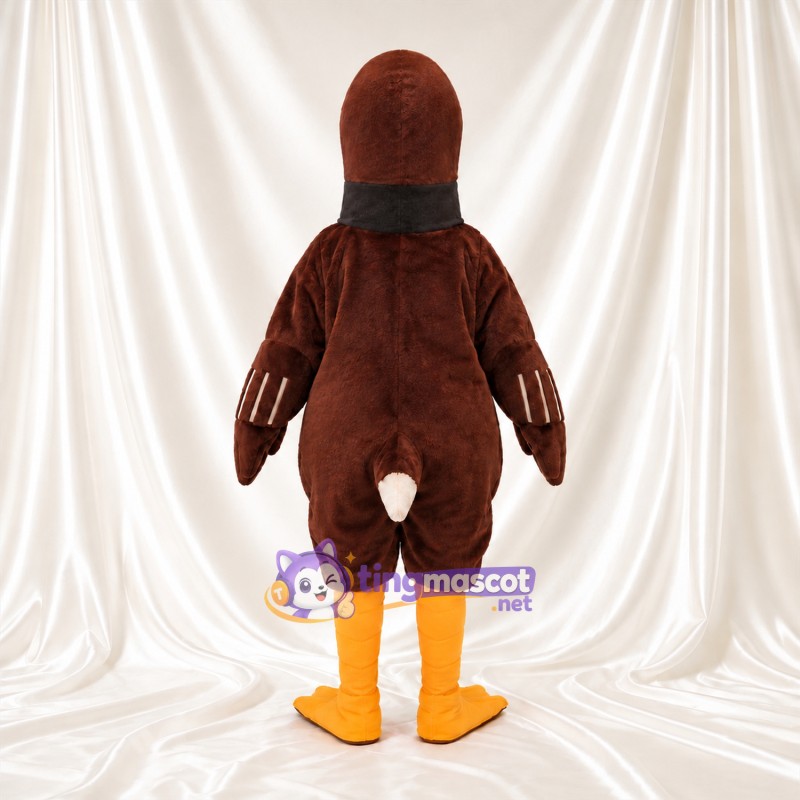 Brown Duck Mascot Costume - Black Neck Scarf and Yellow Legs Brown Duck Mascot Costume - Black Neck Scarf and Yellow Legs