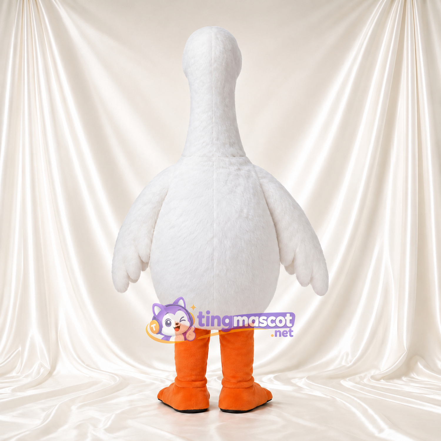 Costume de mascotte Oie – blanc – Bec (souriant, orange); Ventre Costume de mascotte Oie – blanc – Bec (souriant, orange); Ventre