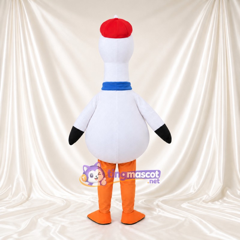 Costume de mascotte Oie – blanc – Casquette (rouge); Cou (bleu) Costume de mascotte Oie – blanc – Casquette (rouge); Cou (bleu)