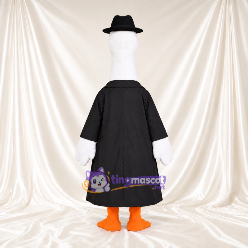 Costume de mascotte Oie – blanc – Chapeau fedora (noir, noir) Costume de mascotte Oie – blanc – Chapeau fedora (noir, noir)