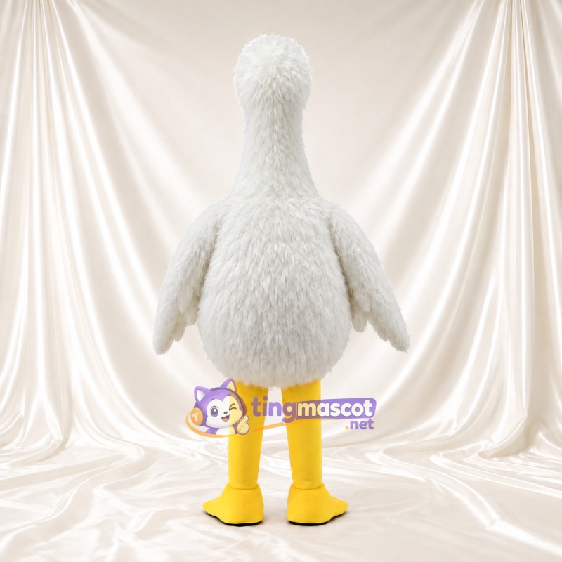 Costume de mascotte Oie – blanc – Bec (petit, jaune); Jambes (jaune) Costume de mascotte Oie – blanc – Bec (petit, jaune); Jambes (jaune)