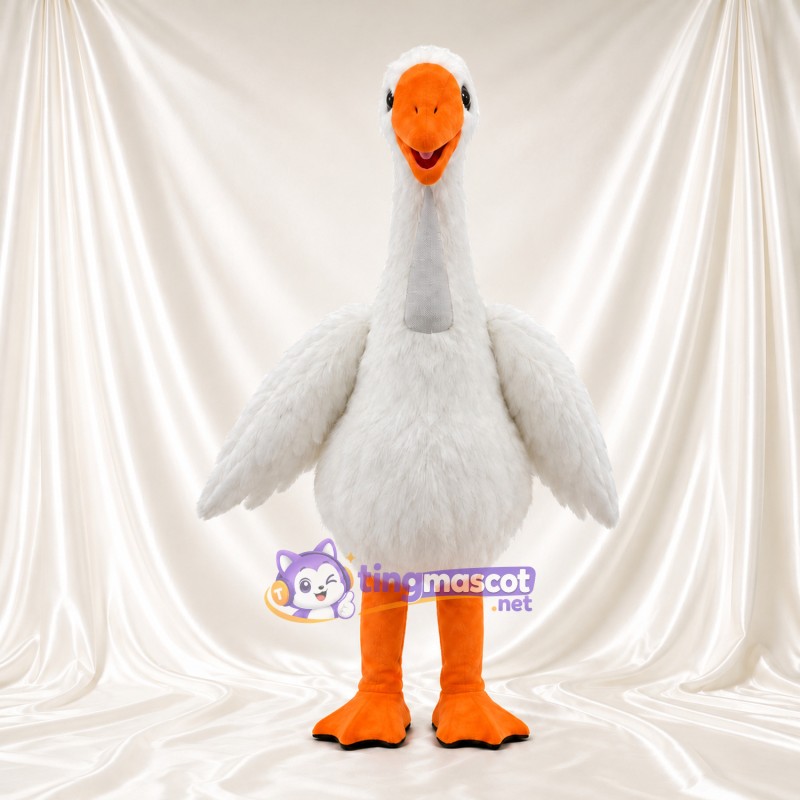 Costume de mascotte Oie – blanc – Bec (orange); Jambes (long, orange) Costume de mascotte Oie – blanc – Bec (orange); Jambes (long, orange)