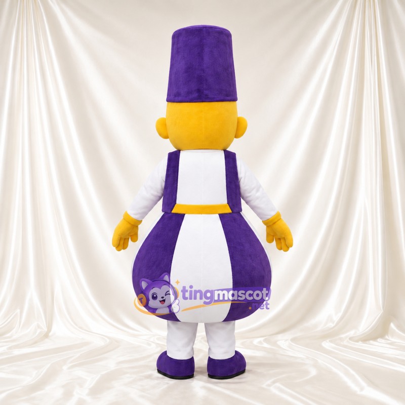 Costume de mascotte Magicien – jaune – Étoile (violet); Chapeau; Tunique longue Costume de mascotte Magicien – jaune – Étoile (violet); Chapeau; Tunique longue