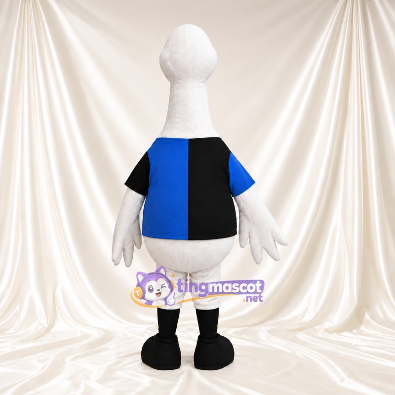 Costume de mascotte Oie – blanc – Chemise (bleu); Bottes (noir) Costume de mascotte Oie – blanc – Chemise (bleu); Bottes (noir)