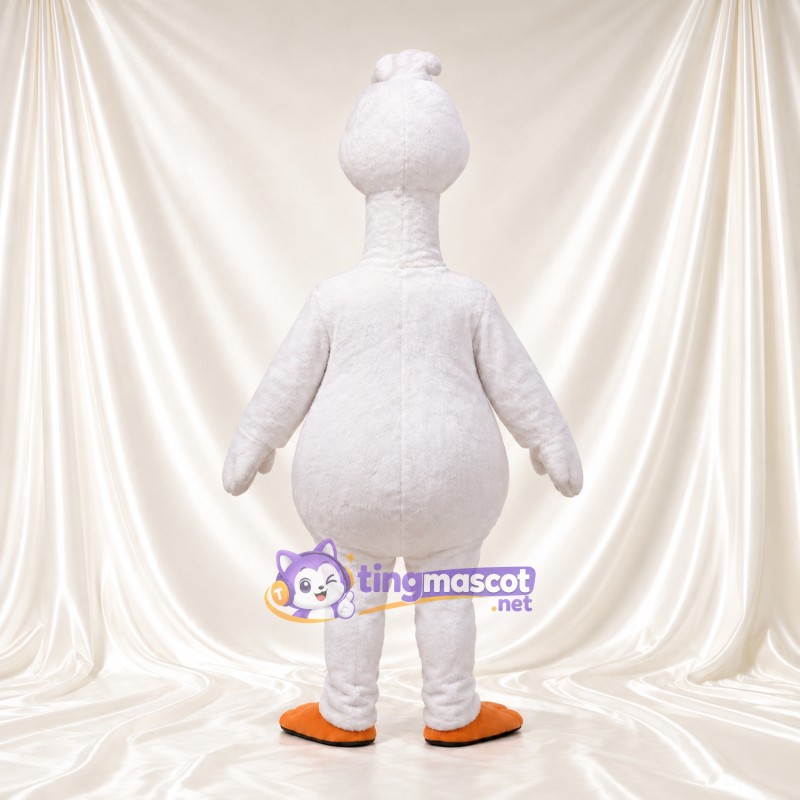 Costume de mascotte Oie – blanc – Bec (grand, souriant, orange); Pieds (crème) Costume de mascotte Oie – blanc – Bec (grand, souriant, orange); Pieds (crème)