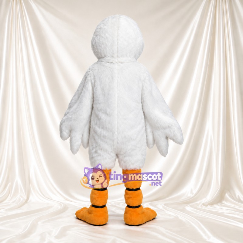 Costume de mascotte Oiseau – blanc – Bec (grand, beige); Jambes (orange) Costume de mascotte Oiseau – blanc – Bec (grand, beige); Jambes (orange)