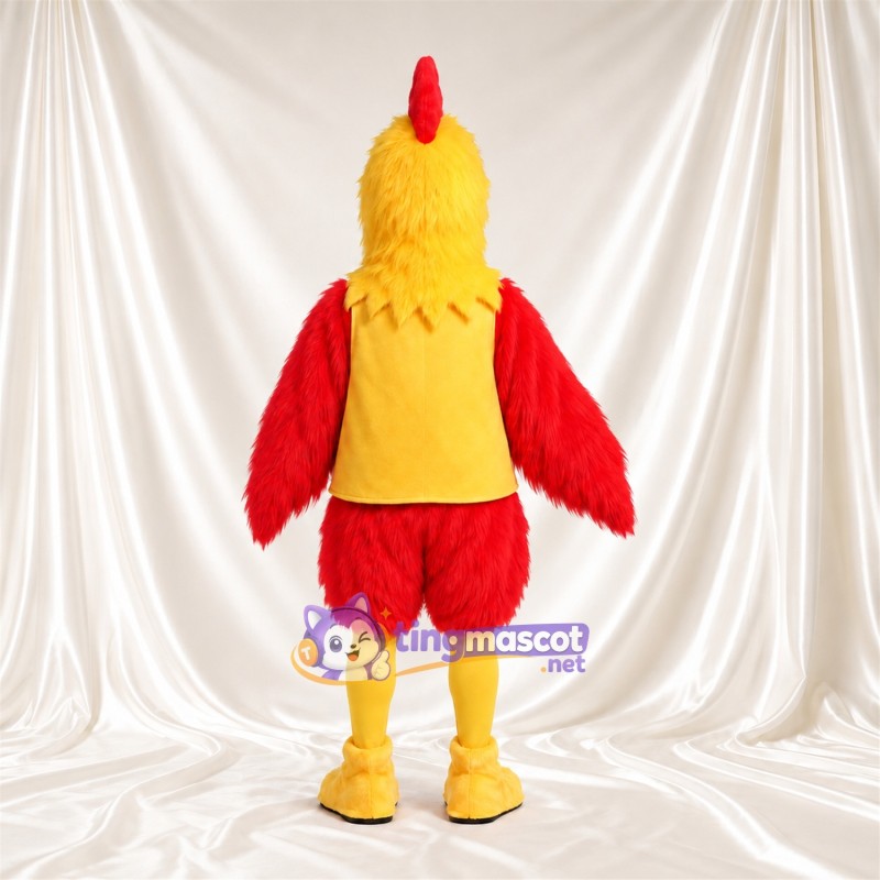 Costume de mascotte Coq – jaune / rouge – Cou (jaune); Plumes; Short (rouge) Costume de mascotte Coq – jaune / rouge – Cou (jaune); Plumes; Short (rouge)