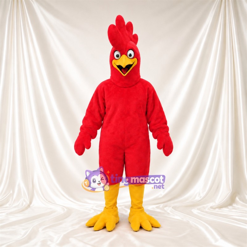 Red Rooster Mascot Costume - Tall Comb and Yellow Legs Red Rooster Mascot Costume - Tall Comb and Yellow Legs