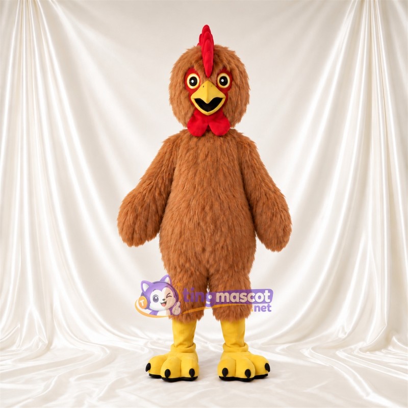 Brown Rooster Mascot Costume - Red Comb and Yellow Talons Brown Rooster Mascot Costume - Red Comb and Yellow Talons