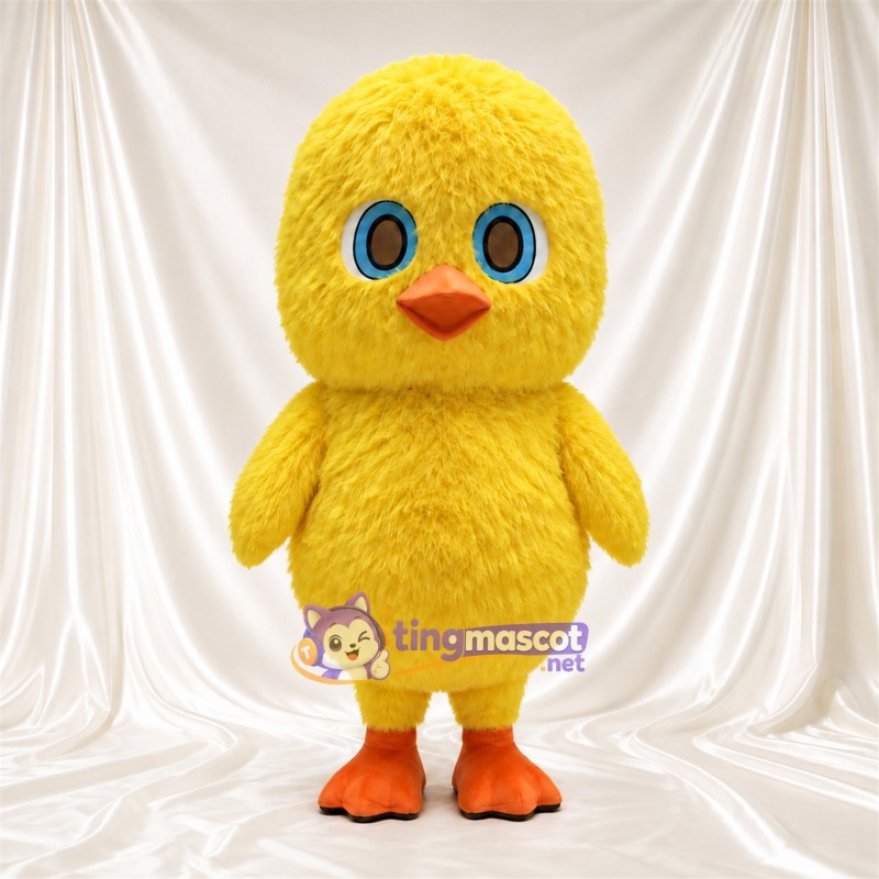 Costume de mascotte Poussin – jaune – Yeux (grand, bleu); Tête (rond) Costume de mascotte Poussin – jaune – Yeux (grand, bleu); Tête (rond)