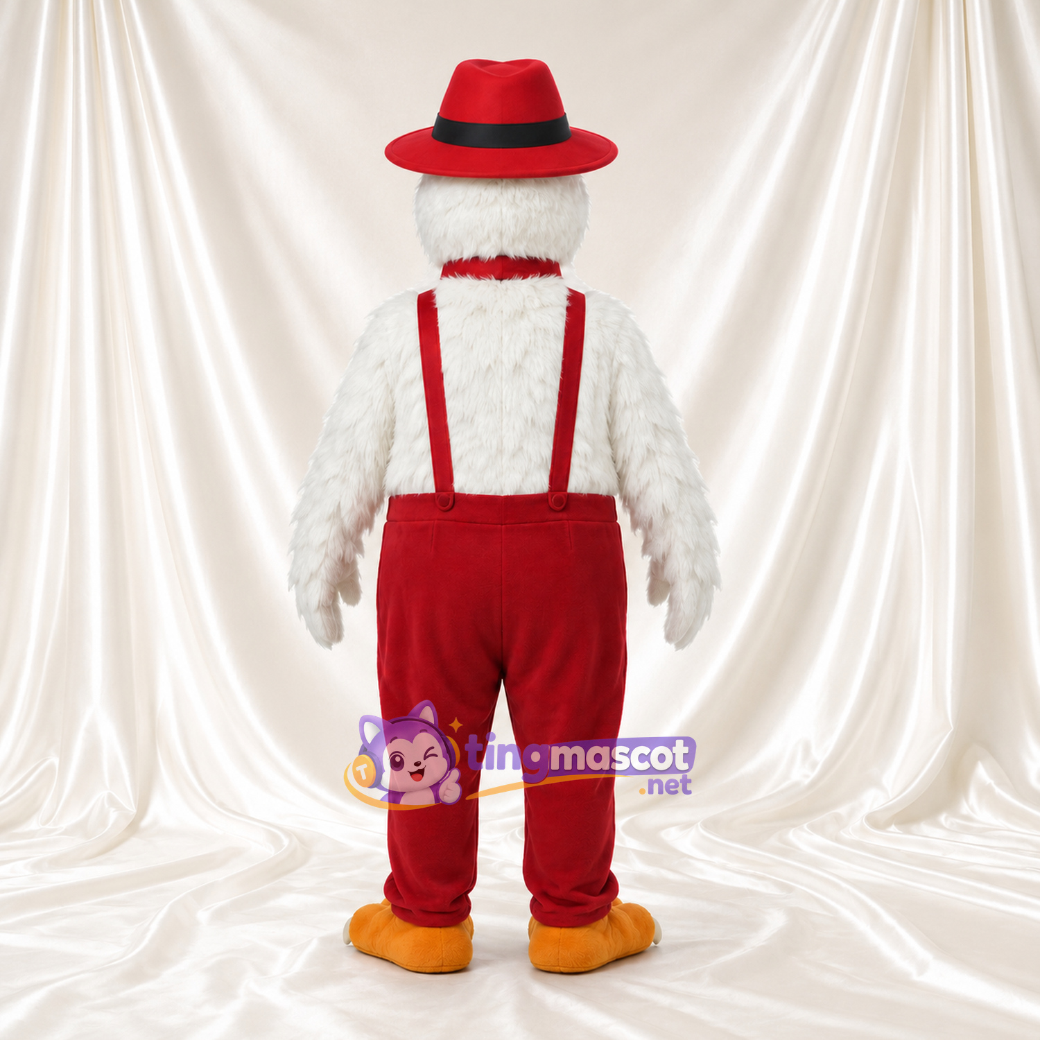 Costume de mascotte Coq – blanc – Chapeau (rouge); Lunettes de soleil; Pantalon Costume de mascotte Coq – blanc – Chapeau (rouge); Lunettes de soleil; Pantalon