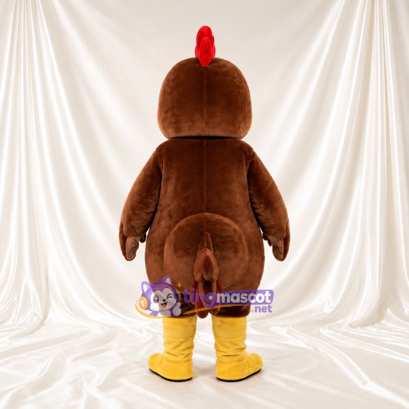 Brown Rooster Mascot Costume - Beige Belly and Red Wattle Brown Rooster Mascot Costume - Beige Belly and Red Wattle