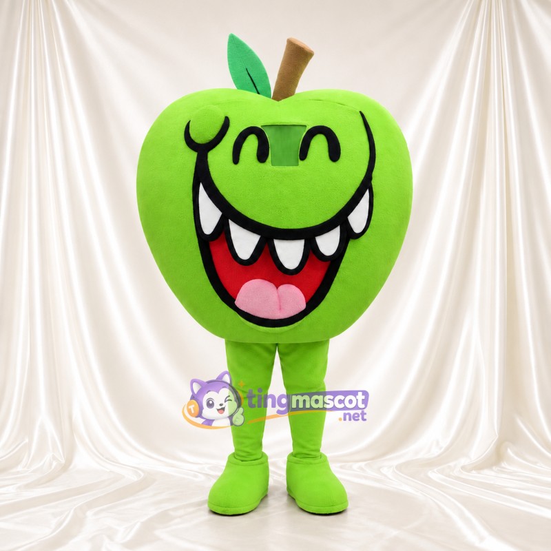 Green Apple Mascot Costume - Large Toothy Smile and Leaf Green Apple Mascot Costume - Large Toothy Smile and Leaf