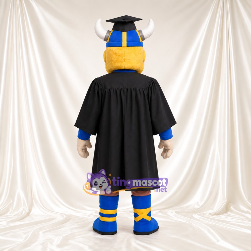 Maskottchenkostüm Wikinger – wie abgebildet – Absolvententalar (schwarz); Helm Maskottchenkostüm Wikinger – wie abgebildet – Absolvententalar (schwarz); Helm