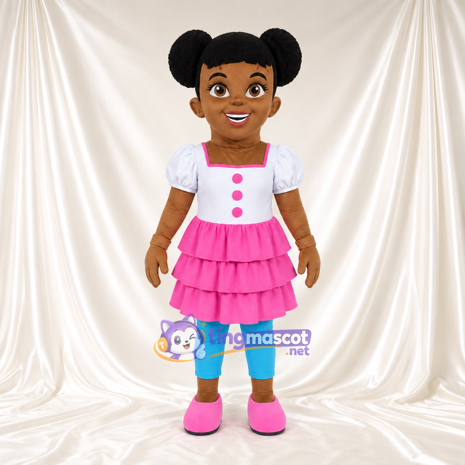 Maskottchenkostüm Mädchenfigur – wie abgebildet – Haare; Kleid (rosa) Maskottchenkostüm Mädchenfigur – wie abgebildet – Haare; Kleid (rosa)