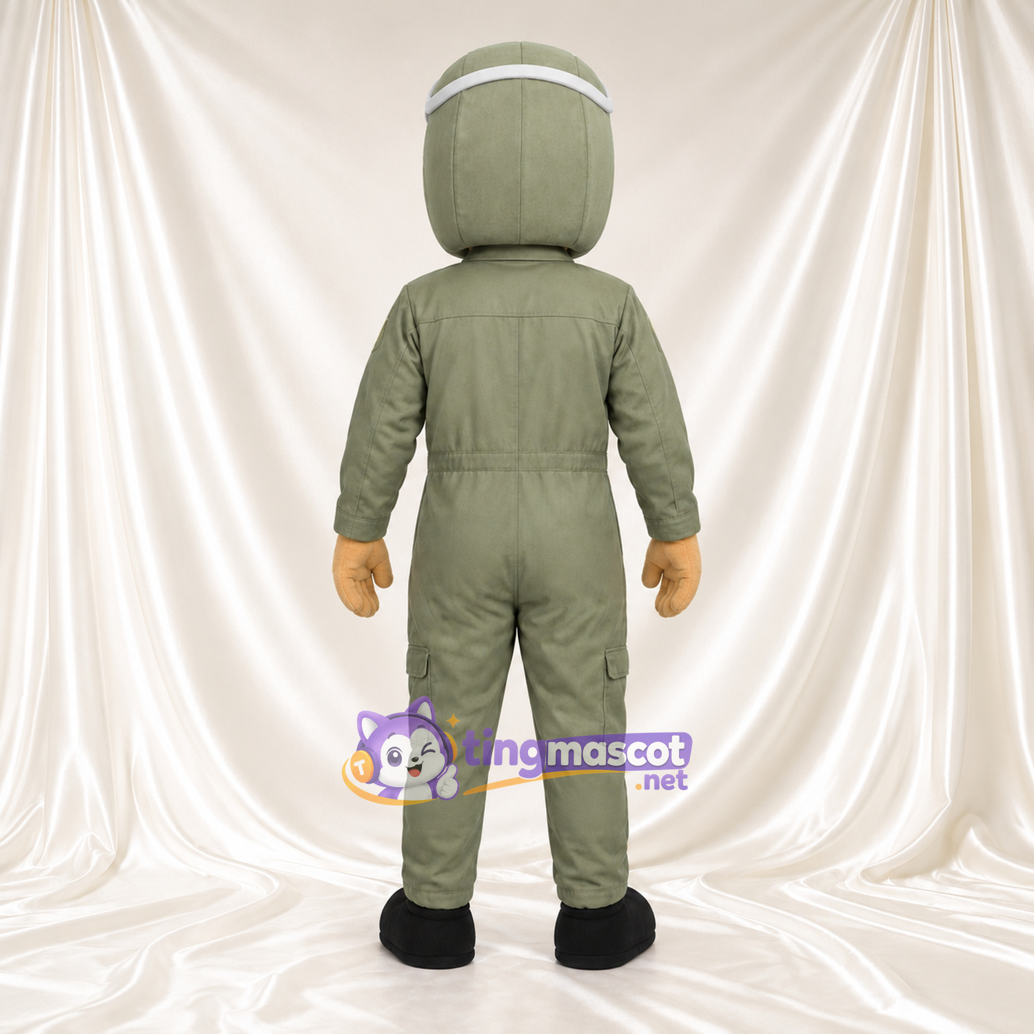 Maskottchenkostüm Pilotenfigur – wie abgebildet – Anzug (olivgrün); Schutzbrille Maskottchenkostüm Pilotenfigur – wie abgebildet – Anzug (olivgrün); Schutzbrille