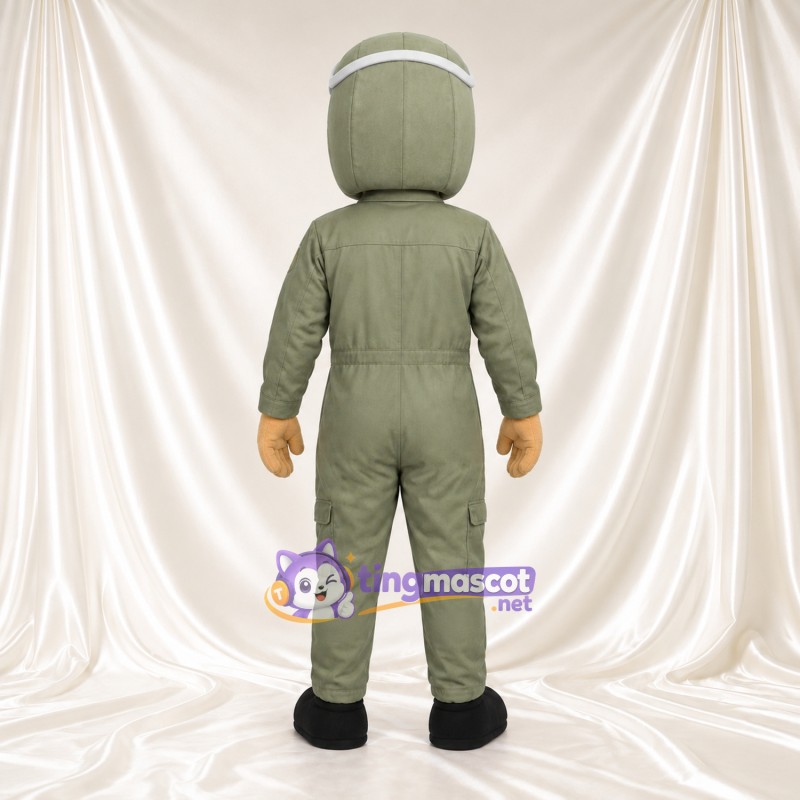 Maskottchenkostüm Pilotenfigur – wie abgebildet – Anzug (olivgrün); Schutzbrille Maskottchenkostüm Pilotenfigur – wie abgebildet – Anzug (olivgrün); Schutzbrille
