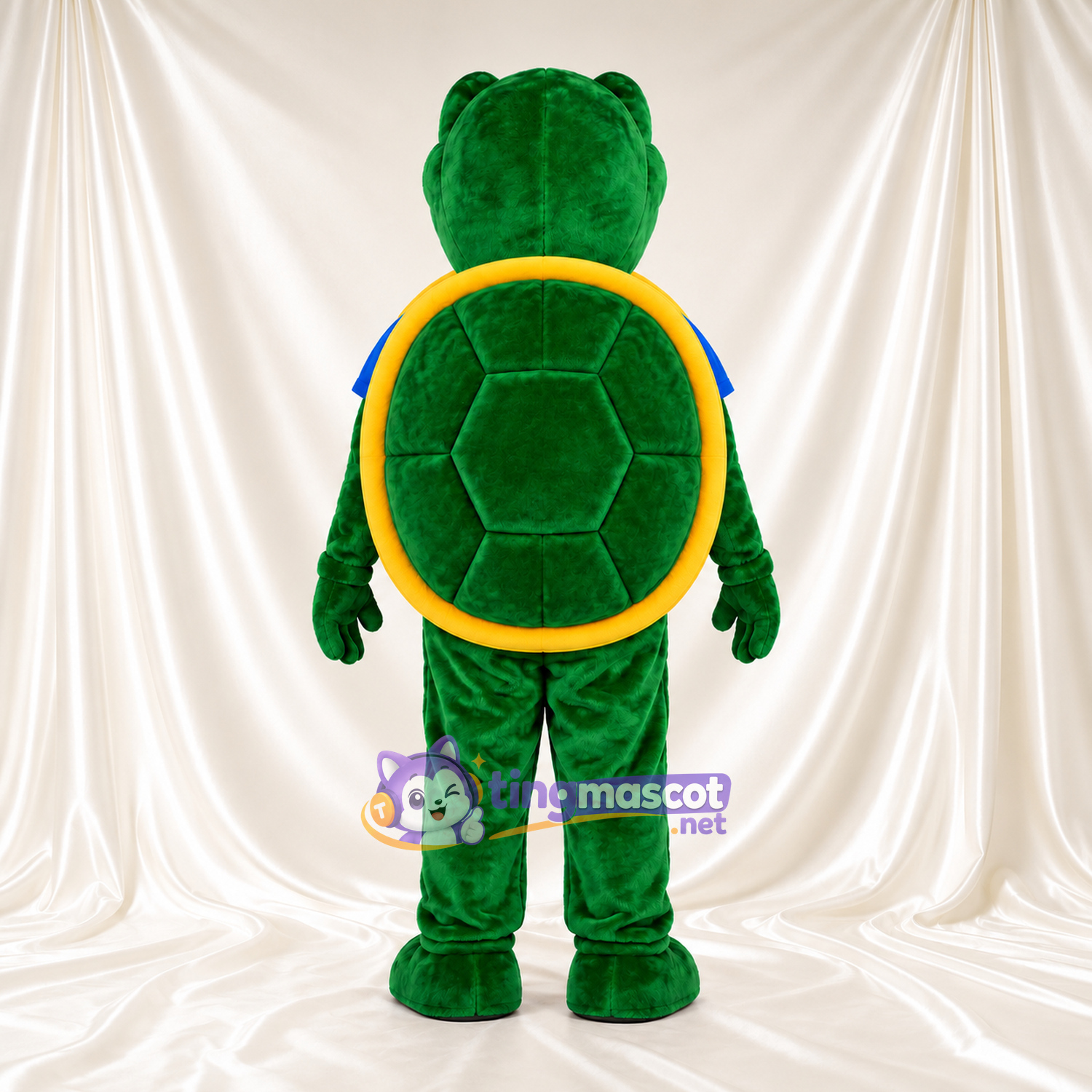 Green Turtle Mascot Costume - Blue T-Shirt and Yellow Shell Green Turtle Mascot Costume - Blue T-Shirt and Yellow Shell
