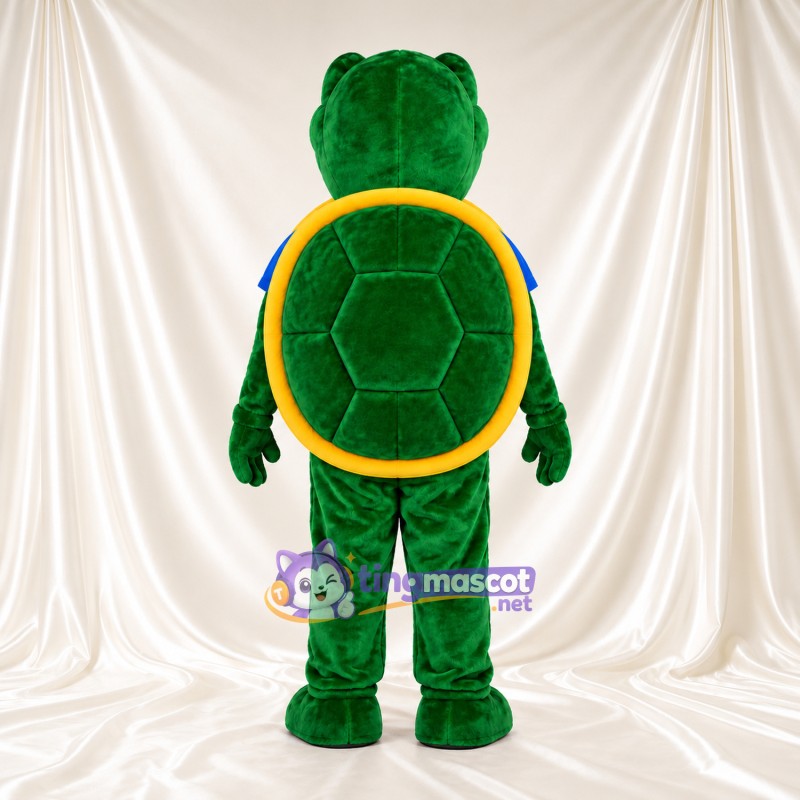 Green Turtle Mascot Costume - Blue T-Shirt and Yellow Shell Green Turtle Mascot Costume - Blue T-Shirt and Yellow Shell