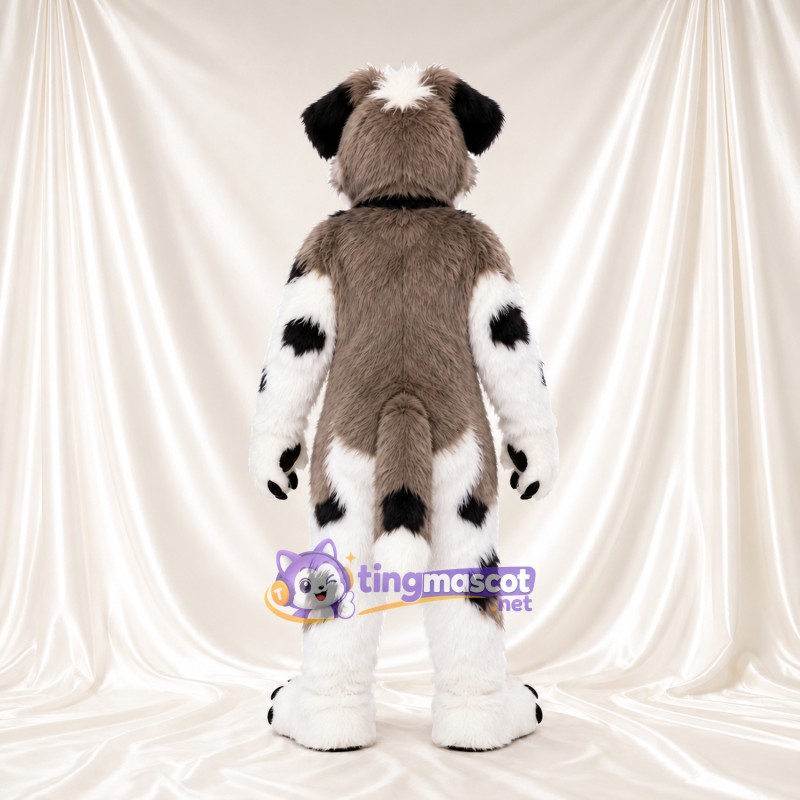 Costume de mascotte Chien – noir / blanc – Corps tacheté; Oreilles tombantes Costume de mascotte Chien – noir / blanc – Corps tacheté; Oreilles tombantes