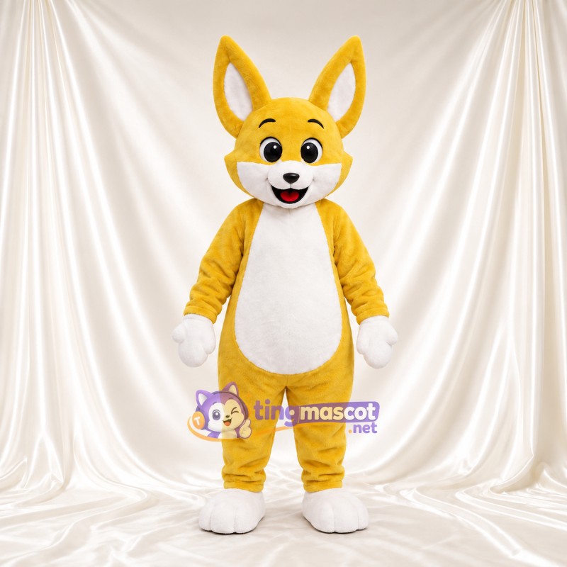 Costume de mascotte Lapin – jaune – Ventre (blanc); Gants; Pieds Costume de mascotte Lapin – jaune – Ventre (blanc); Gants; Pieds