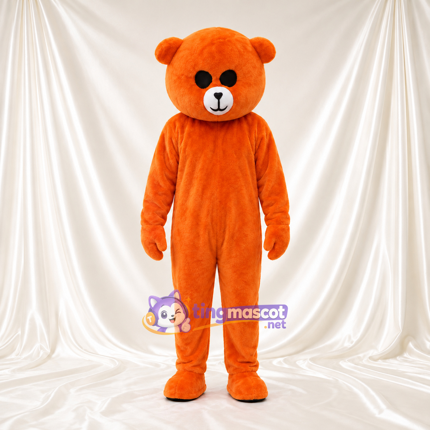 Costume de mascotte Nounours – orange – Museau (crème); Yeux (rond, noir) Costume de mascotte Nounours – orange – Museau (crème); Yeux (rond, noir)