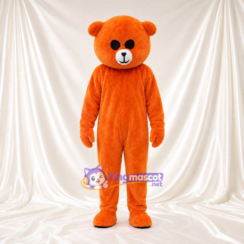Costume de mascotte Nounours – orange – Museau (crème); Yeux (rond, noir) Costume de mascotte Nounours – orange – Museau (crème); Yeux (rond, noir)